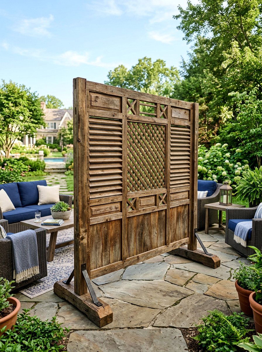 Freestanding Outdoor Wood Screen - 25 Pallet Privacy Screen Ideas