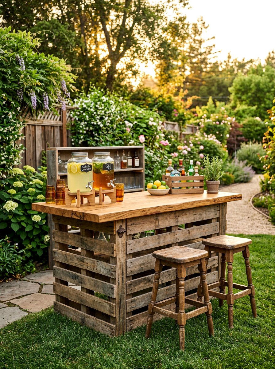Freestanding Pallet Bar - 25 Pallet Wine Bar for Patio Ideas