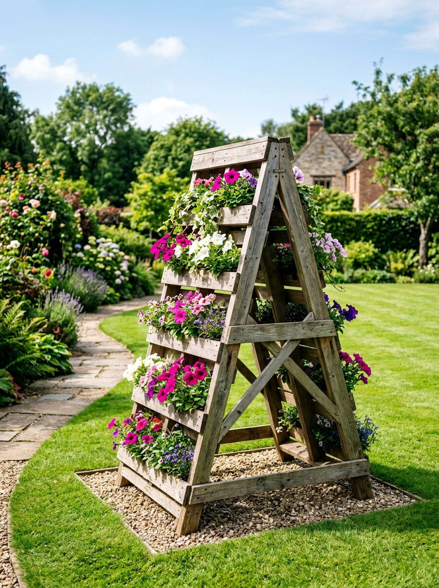 Freestanding pallet planter - 25 Pallet Tiered Planter Ideas