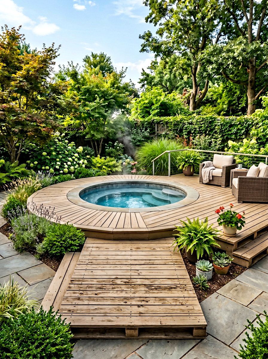 Full Pallet Deck - 25 Pallet Hot Tub Surround Ideas