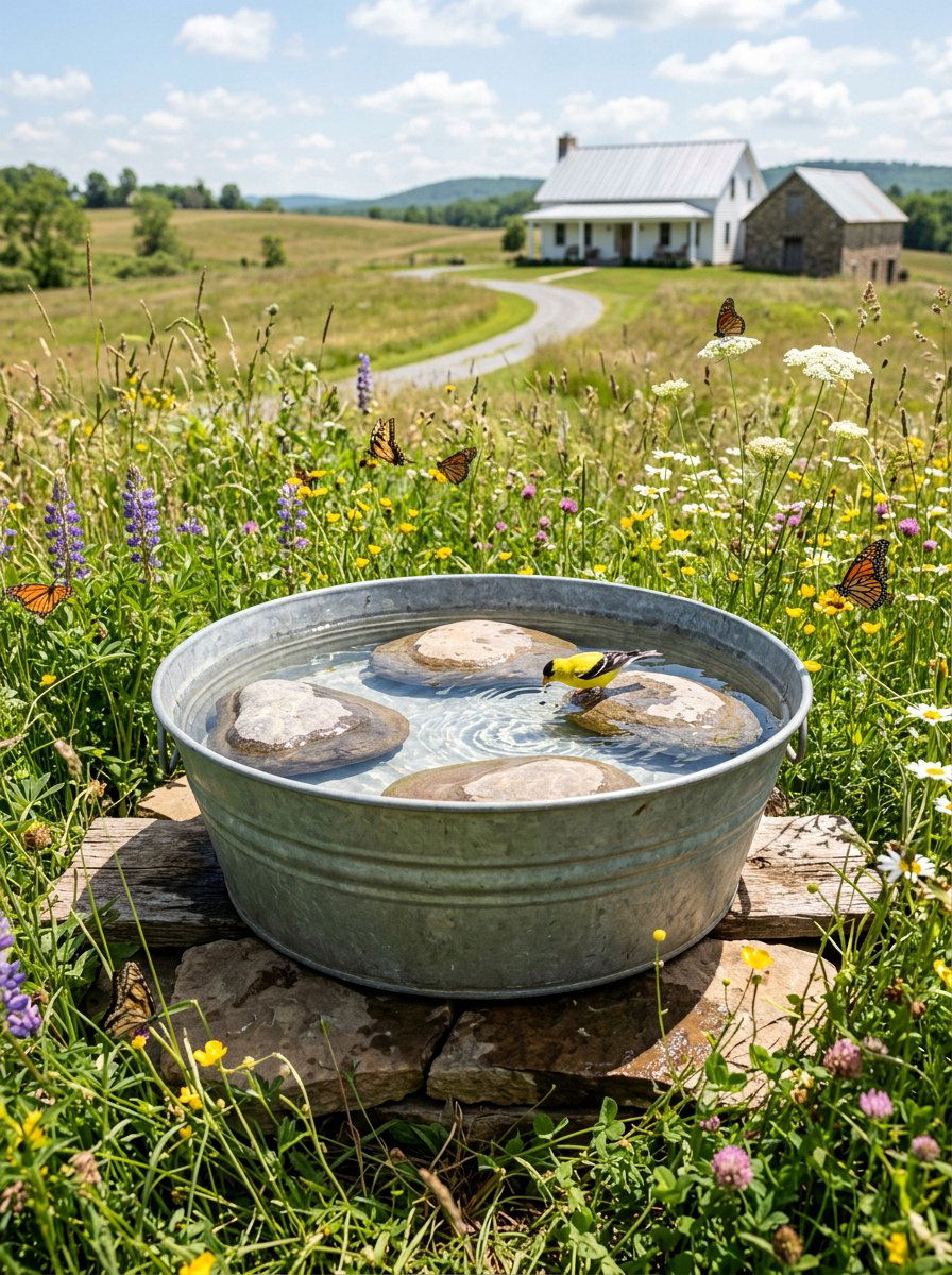 Galvanized Tub Bird Bath - 25 unique bird bath ideas