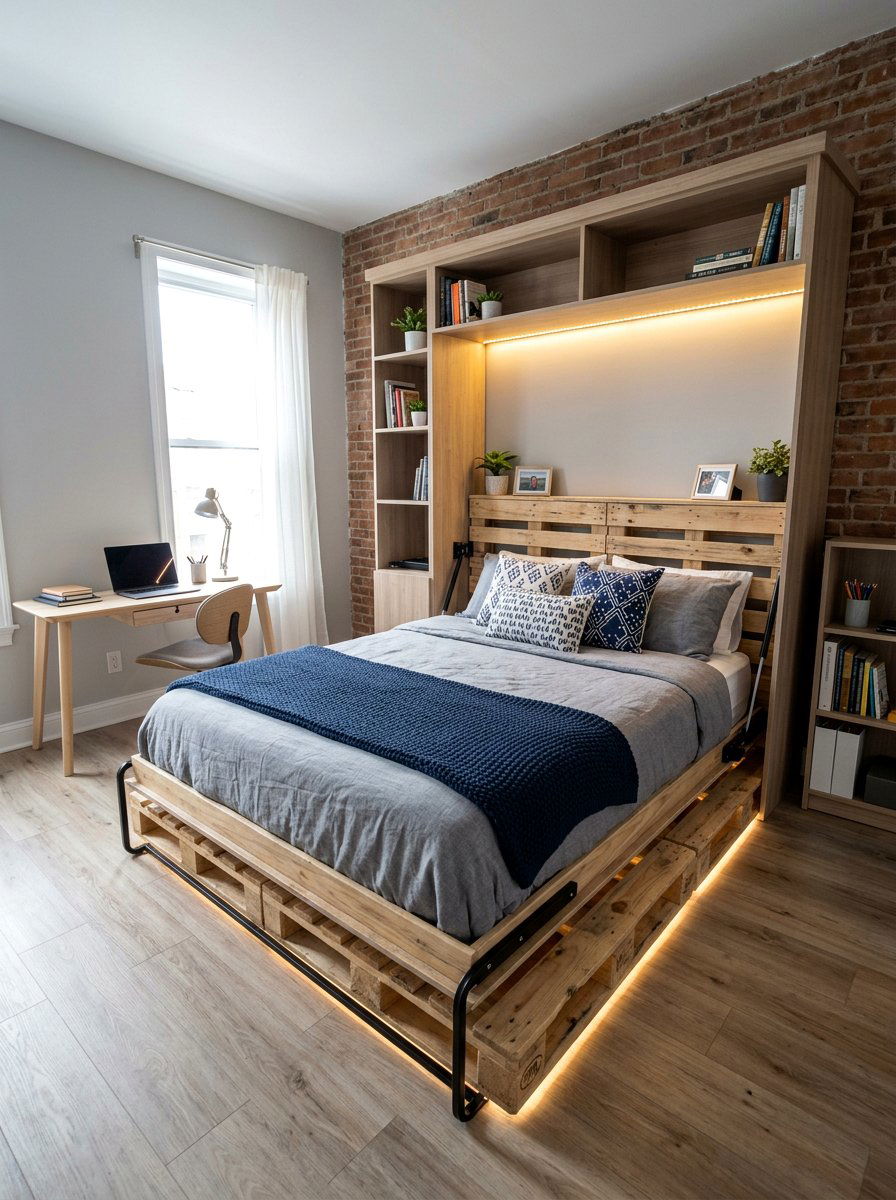 Gaming Pallet Bed - 25 Pallet bed frame with LED strip ideas