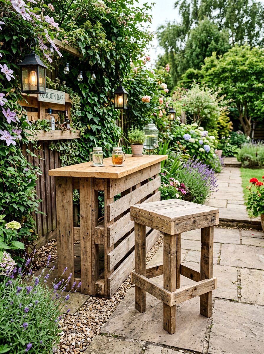 Garden Bar Pallet Stool - 25 Pallet Bar Stools Ideas