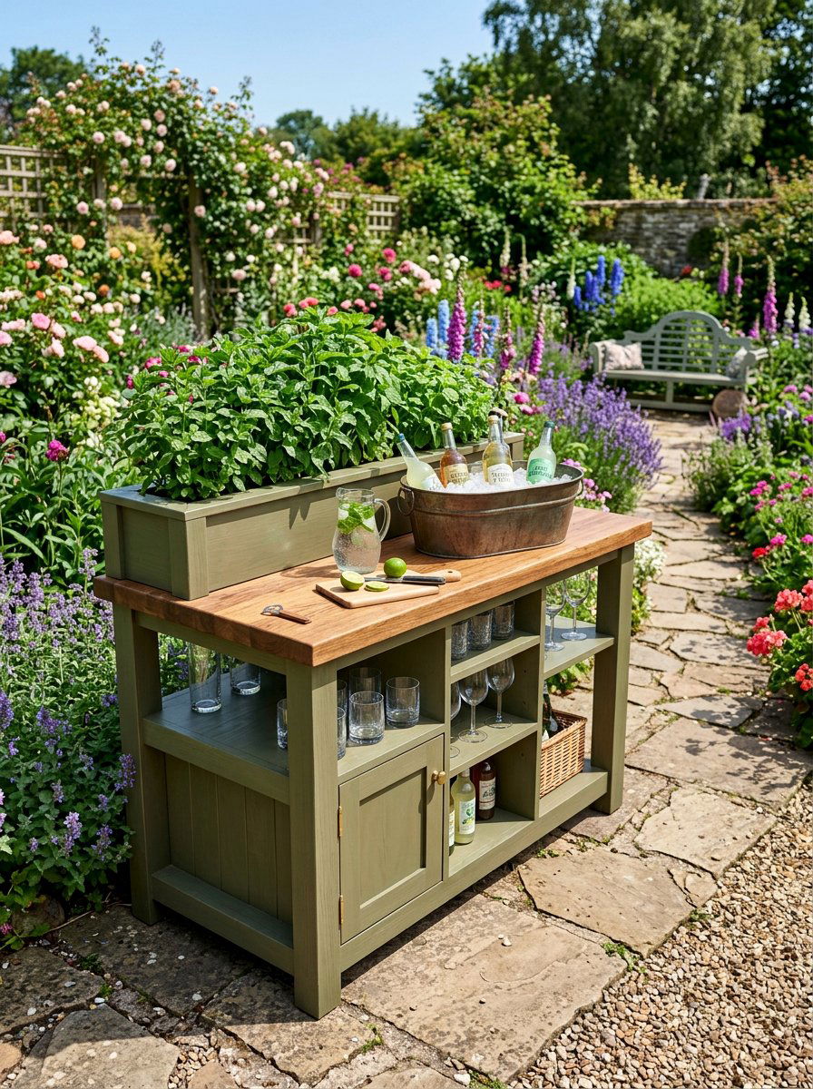 Garden Beverage Center - 25 Pallet Outdoor Cooler Stand Ideas