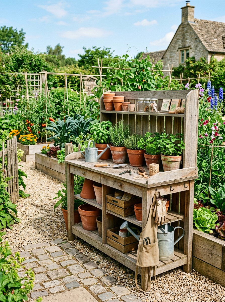 Garden Potting Bench With Storage - 25 Pallet Outdoor Storage Box Ideas