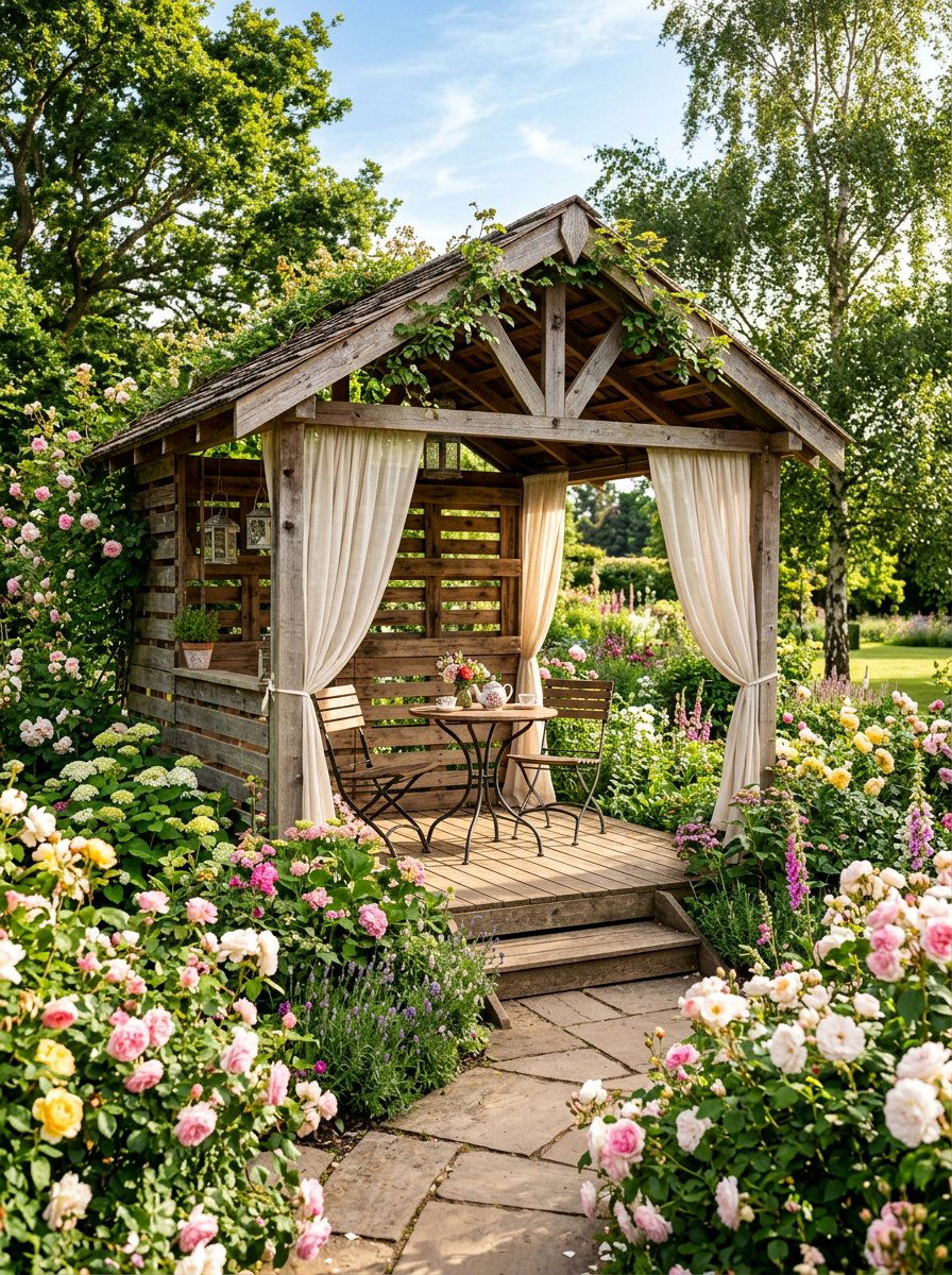 Garden Tea House - 25 Pallet Garden Shed Ideas