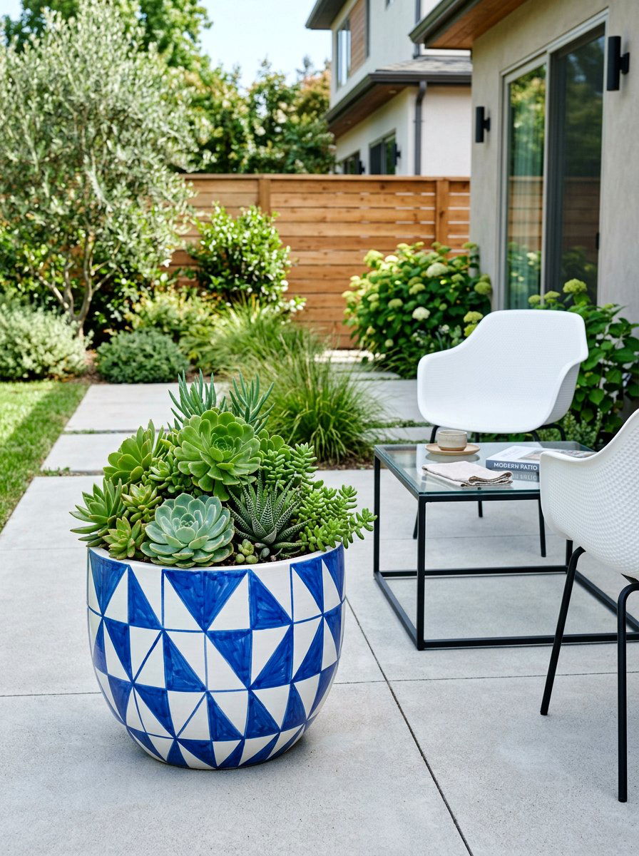 Geometric Painted Planter - 25 Pallet Wall Planter Ideas