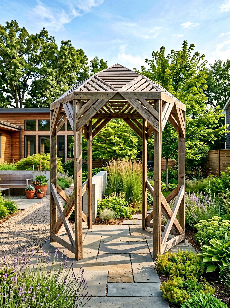 Geometric Pallet Arbor - 25 Pallet Arbor for Garden Ideas