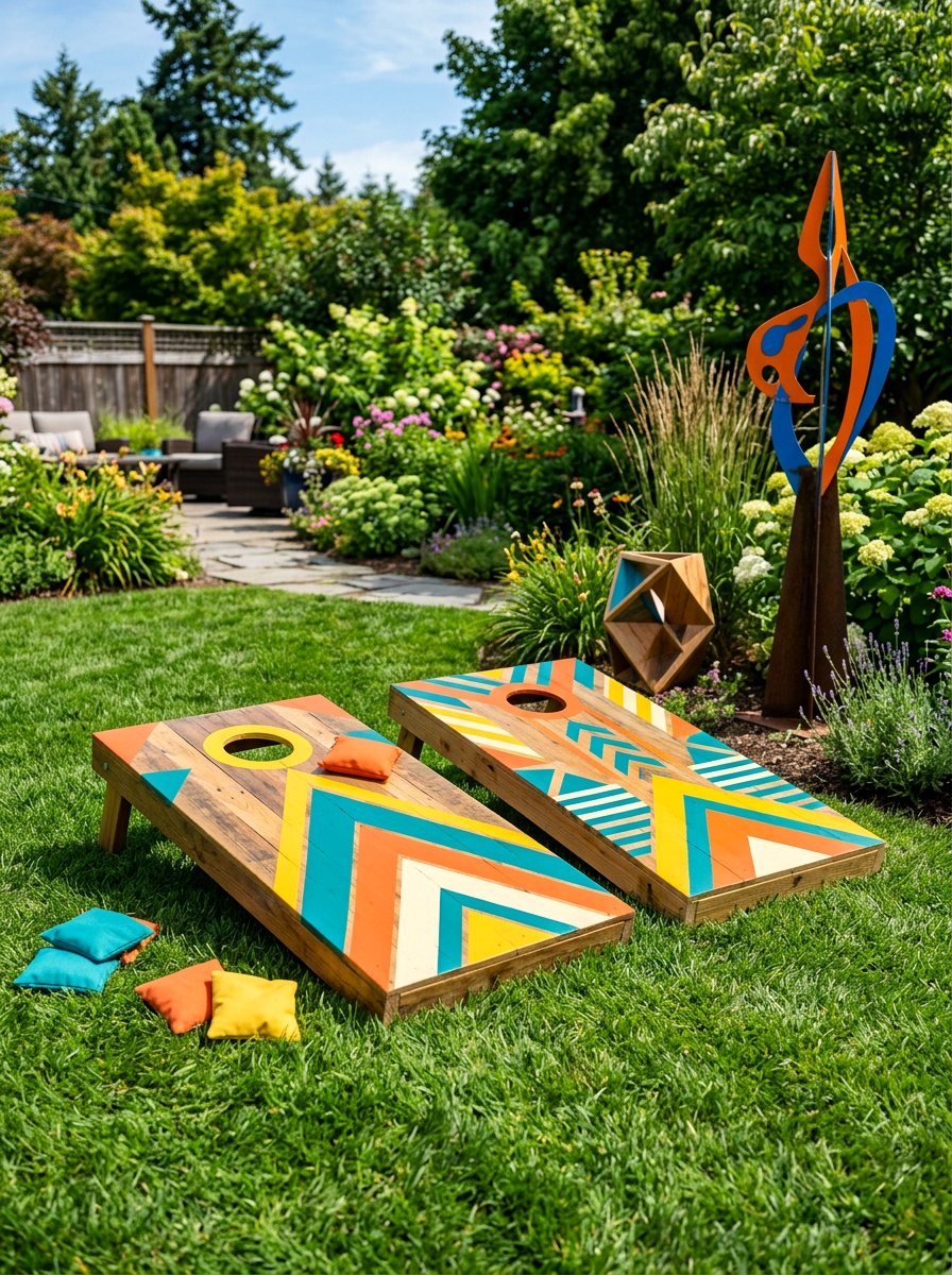 Geometric Pallet Cornhole - 25 Pallet Cornhole Game Board Ideas