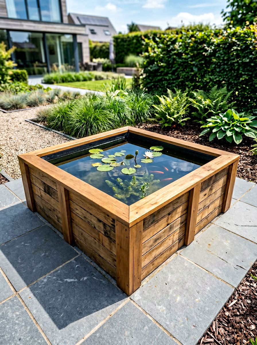 Geometric Pallet Pond Box - 25 Pallet Pond Surround Ideas