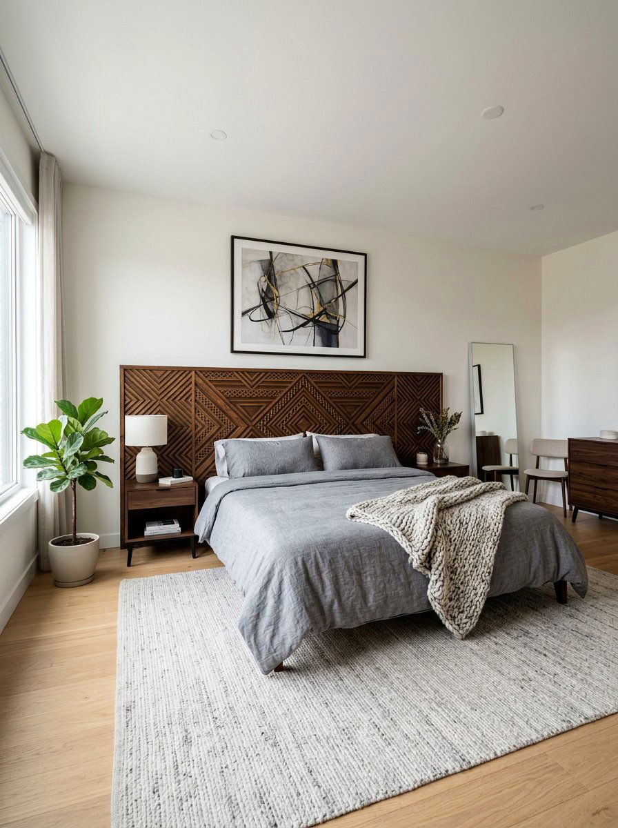 Geometric pallet headboard - 25 Pallet headboard ideas