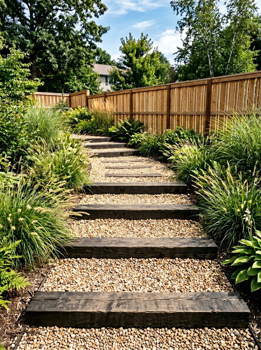 Gravel Wood Step - 25 Pallet Walkway for Garden Ideas