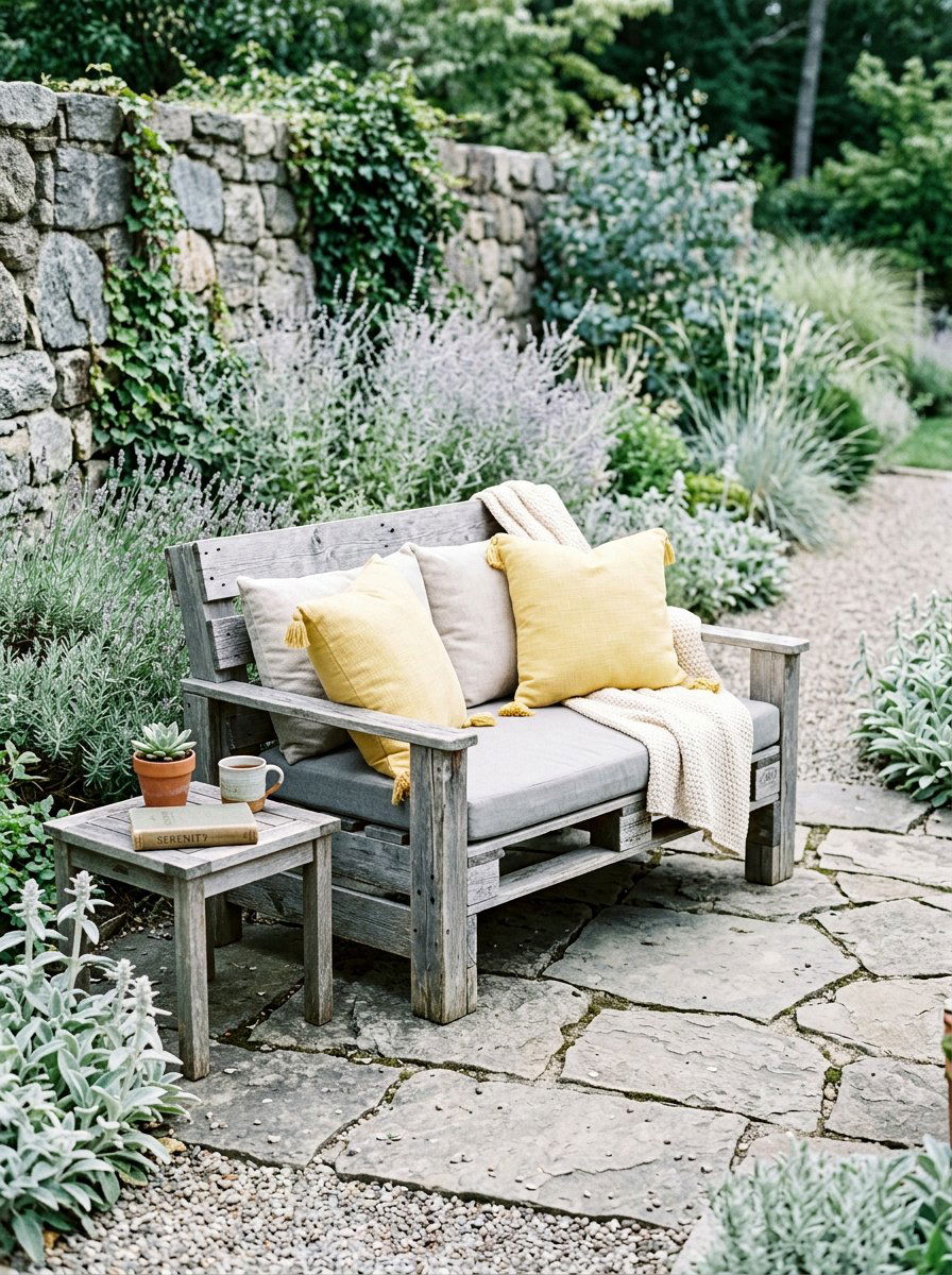 Gray Pallet Bench - 25 Pallet Bench for Garden Ideas