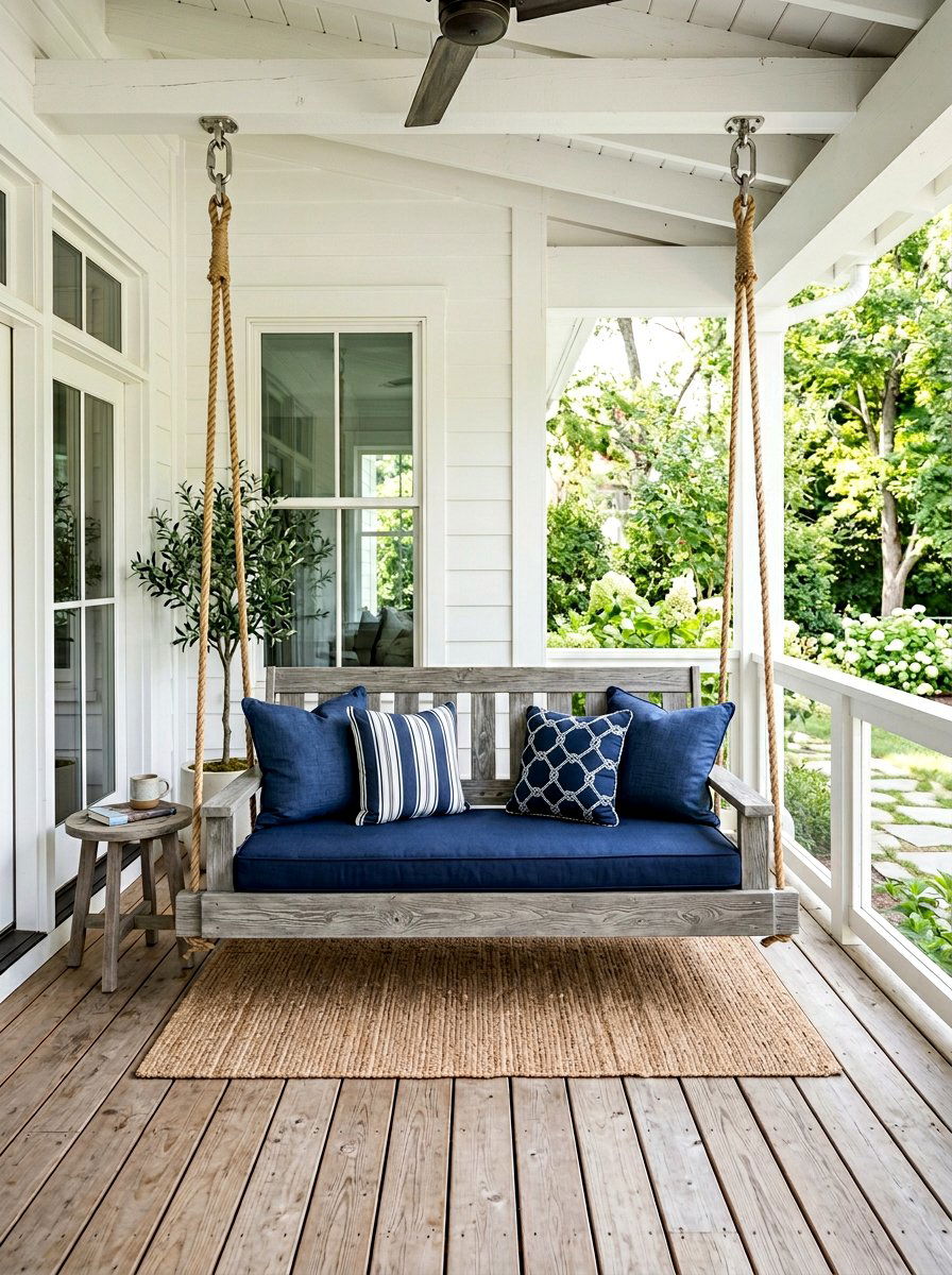 Gray Wash Pallet Swing - 25 Pallet Hanging Swing Bed Ideas