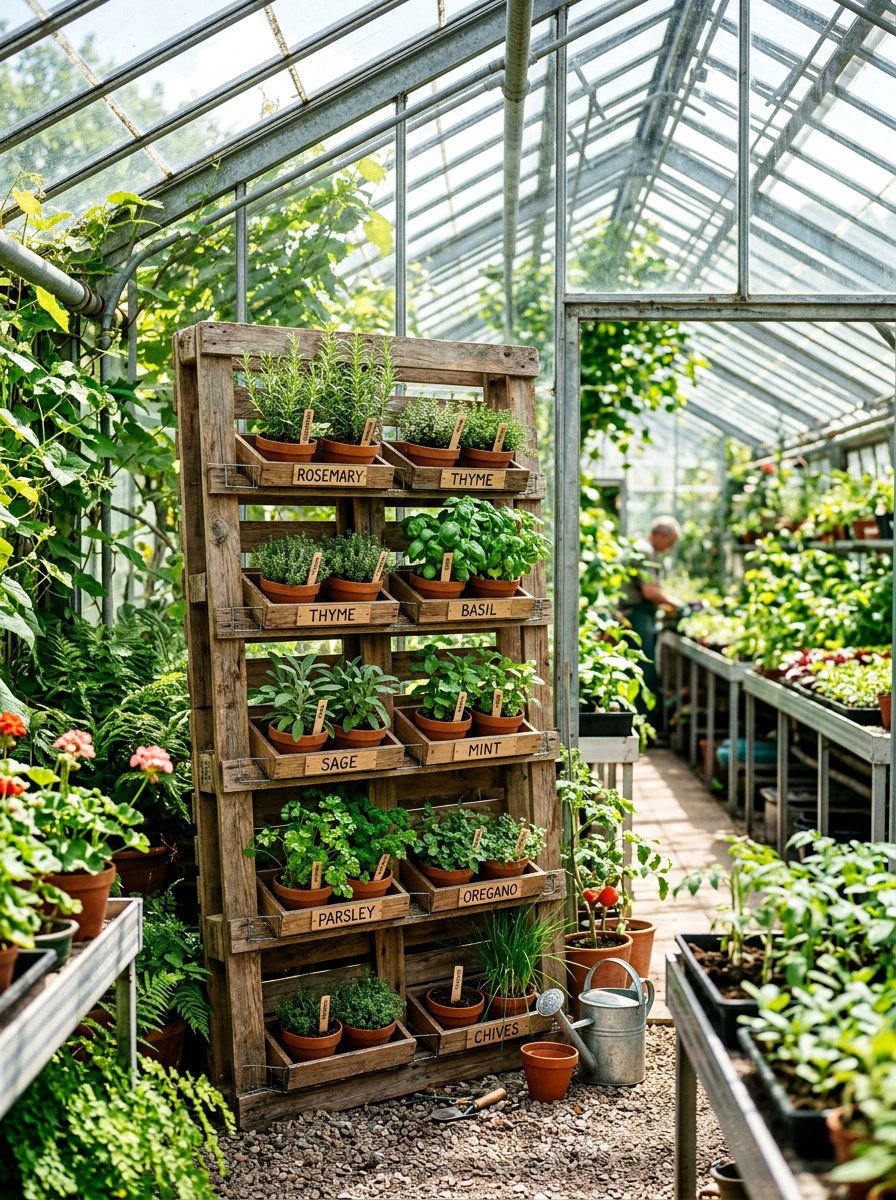 Greenhouse Pallet Herb Rack - 25 Pallet Herb Drying Rack Ideas