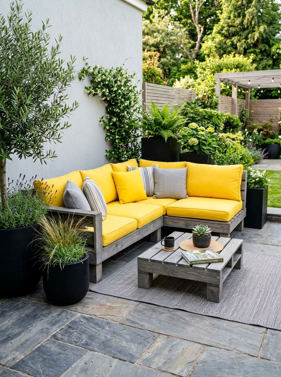 Grey Stained Pallet Outdoor Lounge - 25 Pallet Daybed for Patio Ideas
