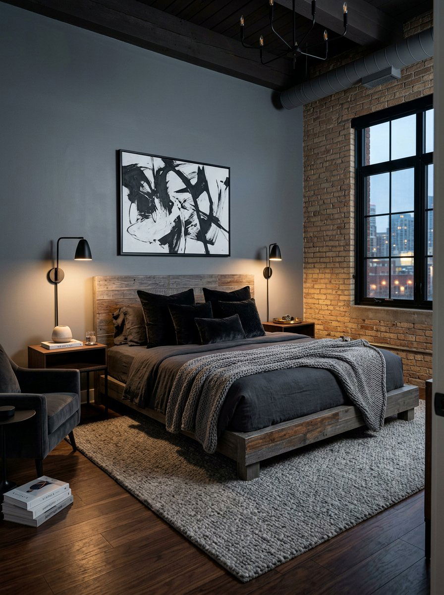 Grey washed pallet bed rustic modern - 25 Pallet bed ideas for master bedroom