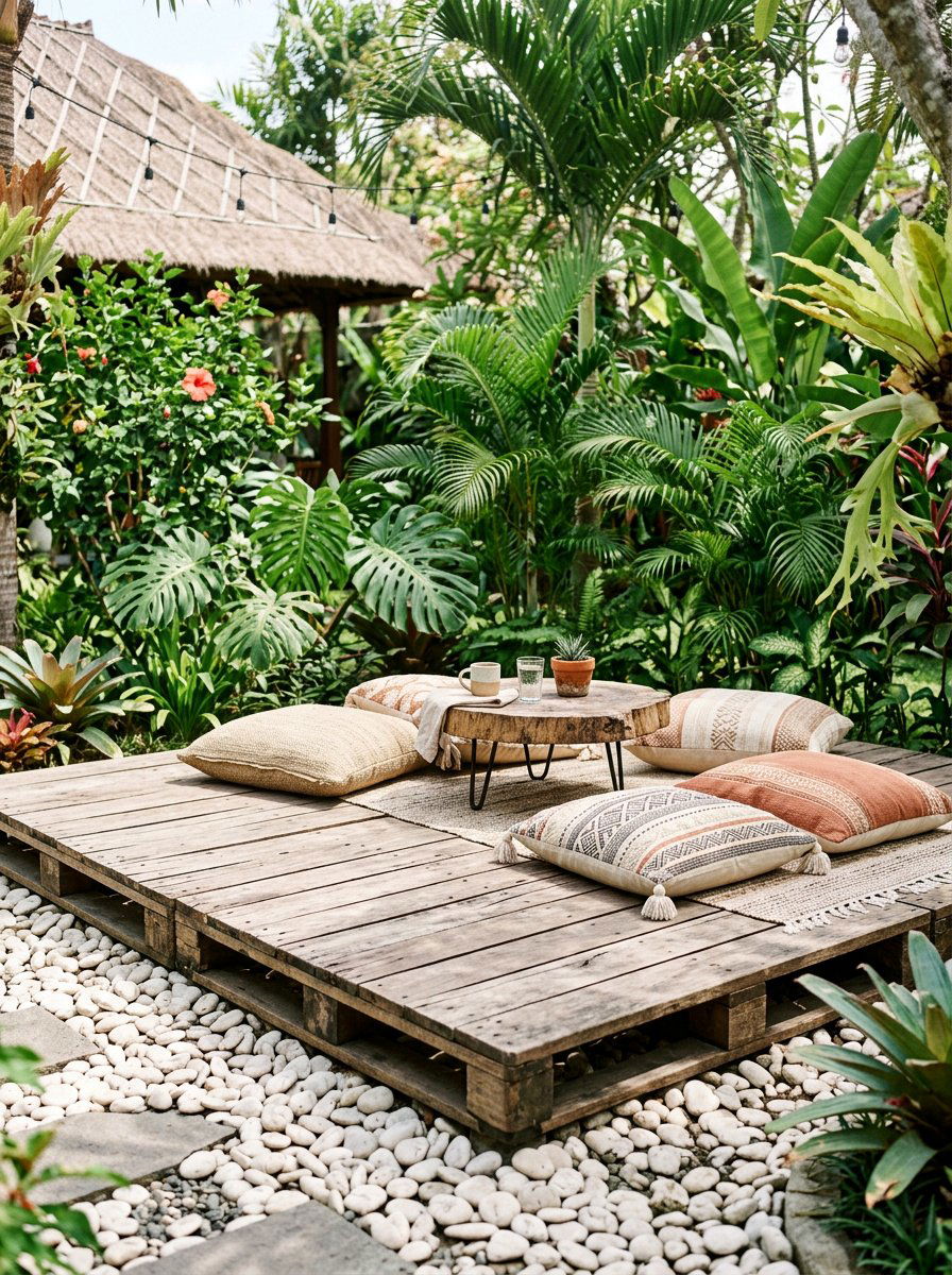 Ground Level Pallet Platform - 25 Pallet Deck for Backyard Ideas