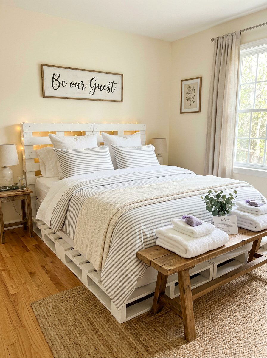 Guest Bedroom Pallet Bed Ideas - 25 Pallet bed ideas with fairy lights