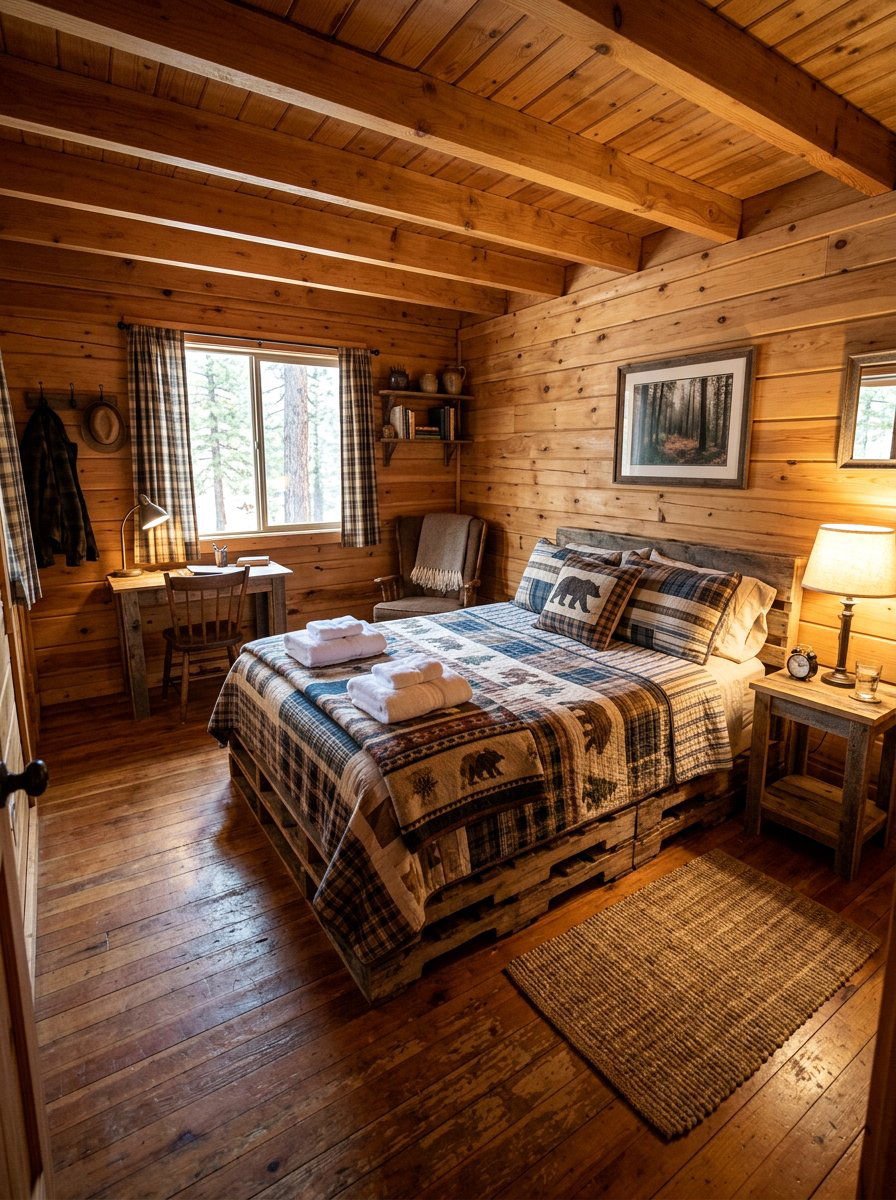 Guest Cabin Room - 25 Pallet bed ideas for cabin