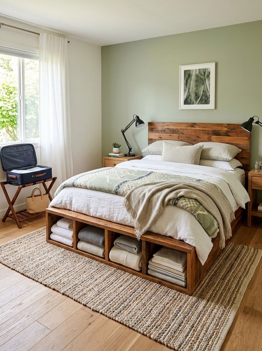 Guest Room Pallet Bed Blankets - 25 Pallet bed ideas with storage underneath