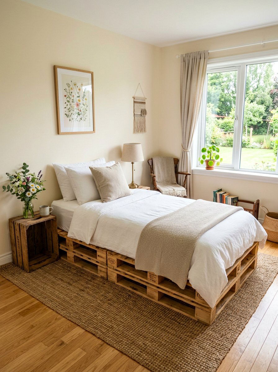 Guest room twin bed - 25 Twin pallet bed ideas