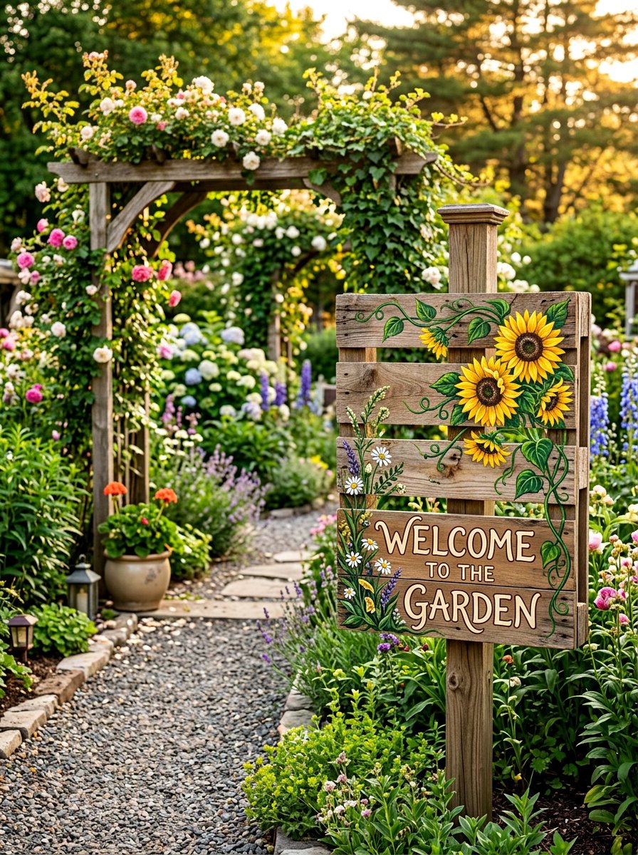 Hand painted floral pallet sign - 25 Pallet Welcome Sign for Porch Ideas