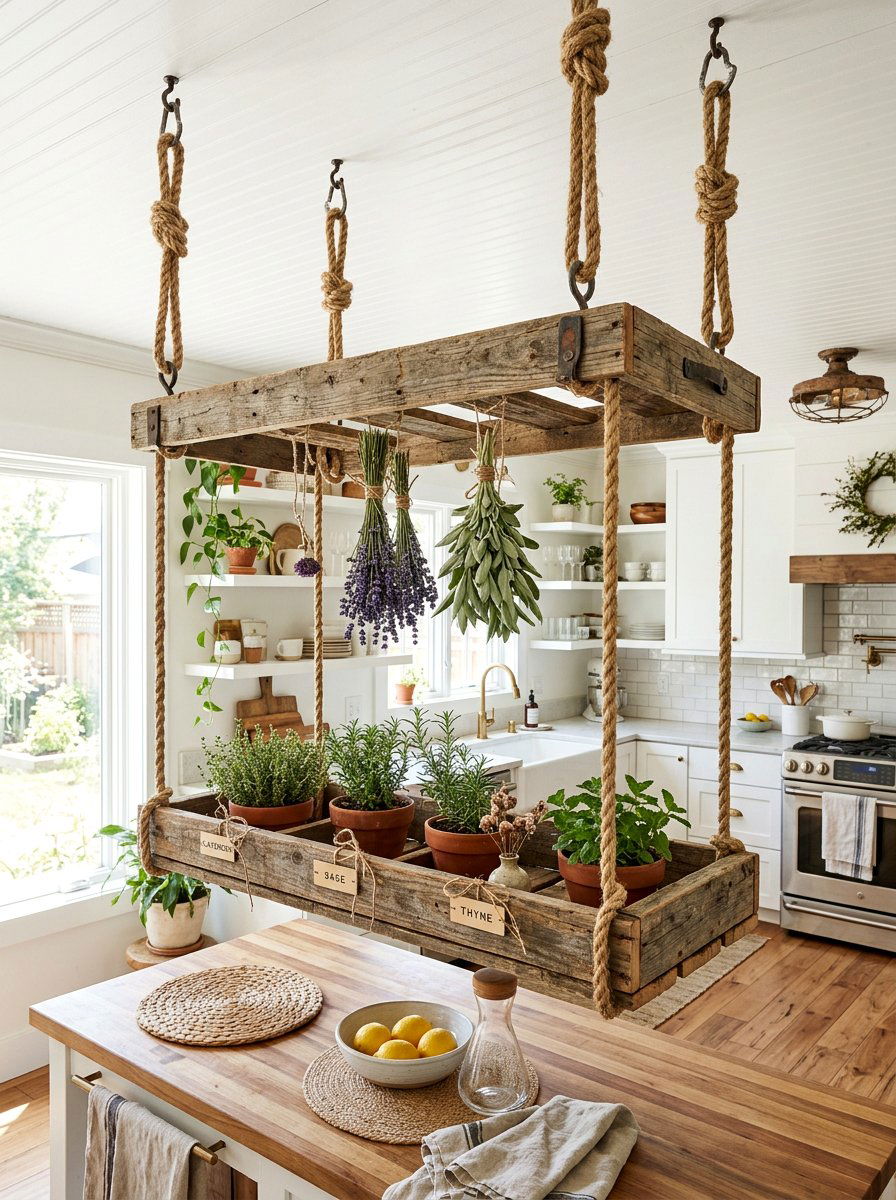 Hanging Pallet Herb Tray - 25 Pallet Herb Drying Rack Ideas