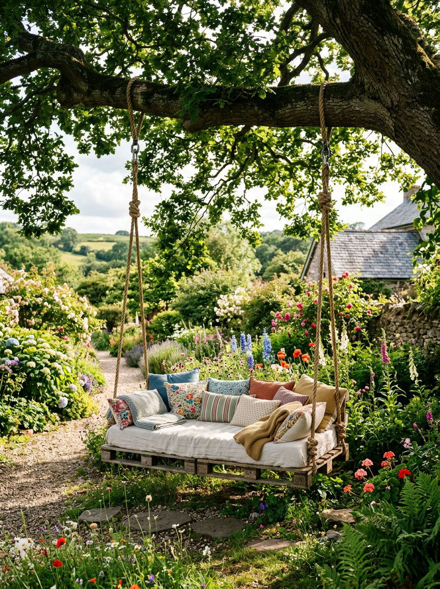 Hanging Pallet Swing - 25 Pallet Bench for Garden Ideas