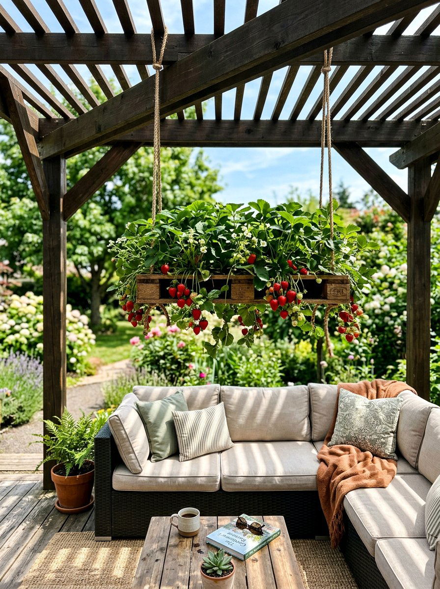 Hanging strawberry pallet - 25 Pallet Strawberry Planter Ideas