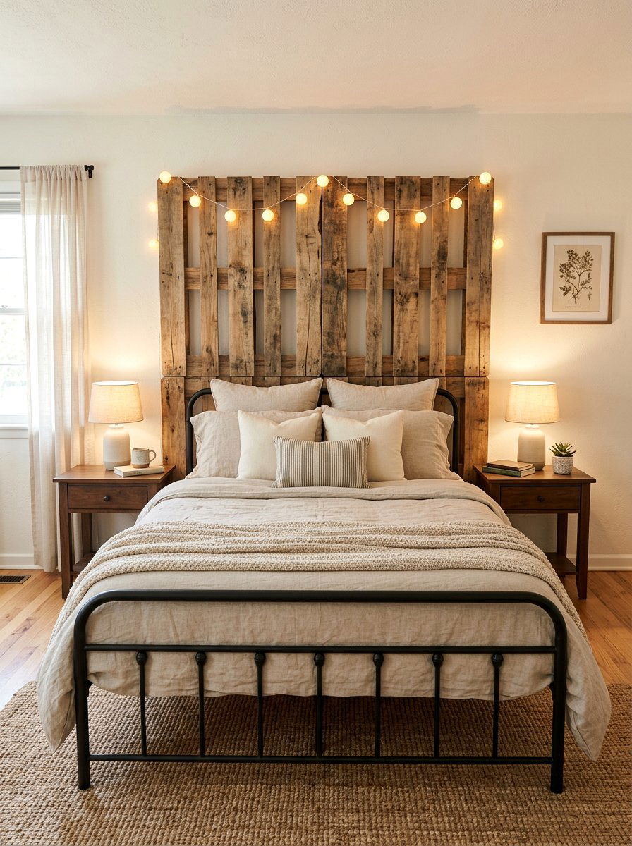 Headboard Only Pallet Idea Fairy Lights - 25 Pallet bed ideas with fairy lights
