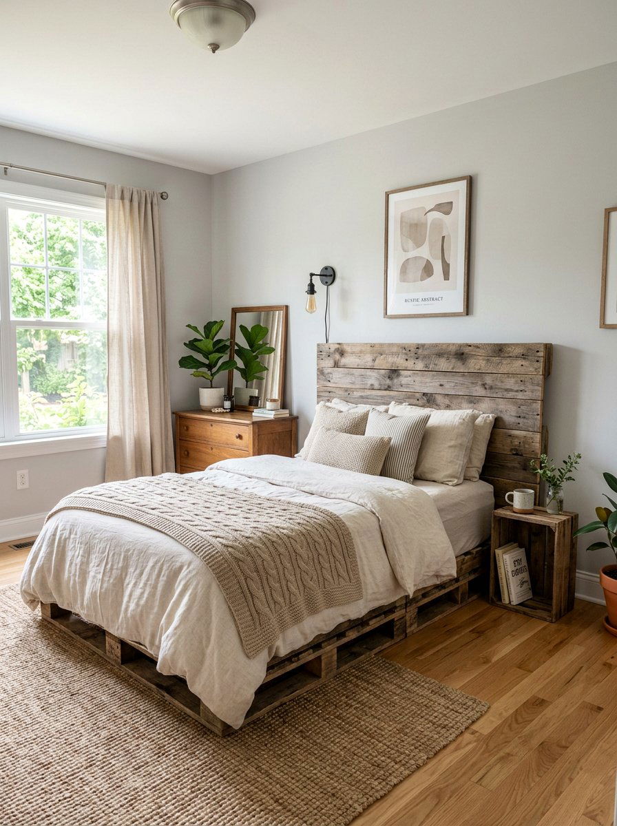 Headboard pallet bed - 25 Twin pallet bed ideas