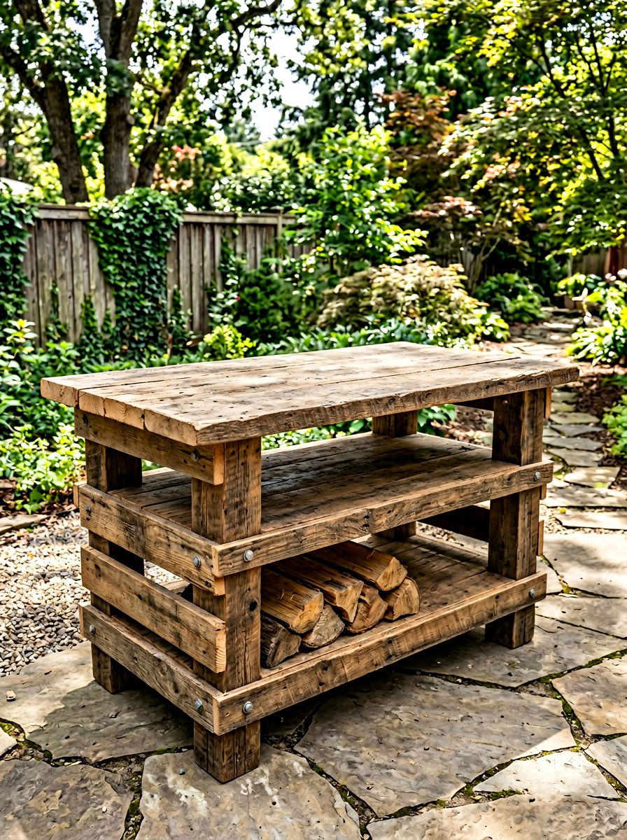 Heavy Duty Double Layer Pallet Table - 25 Pallet Outdoor Dining Table Ideas