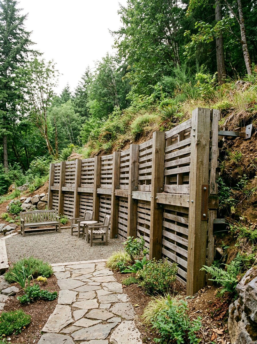 Heavy Duty Double Pallet Wall - 25 Pallet Retaining Wall Ideas