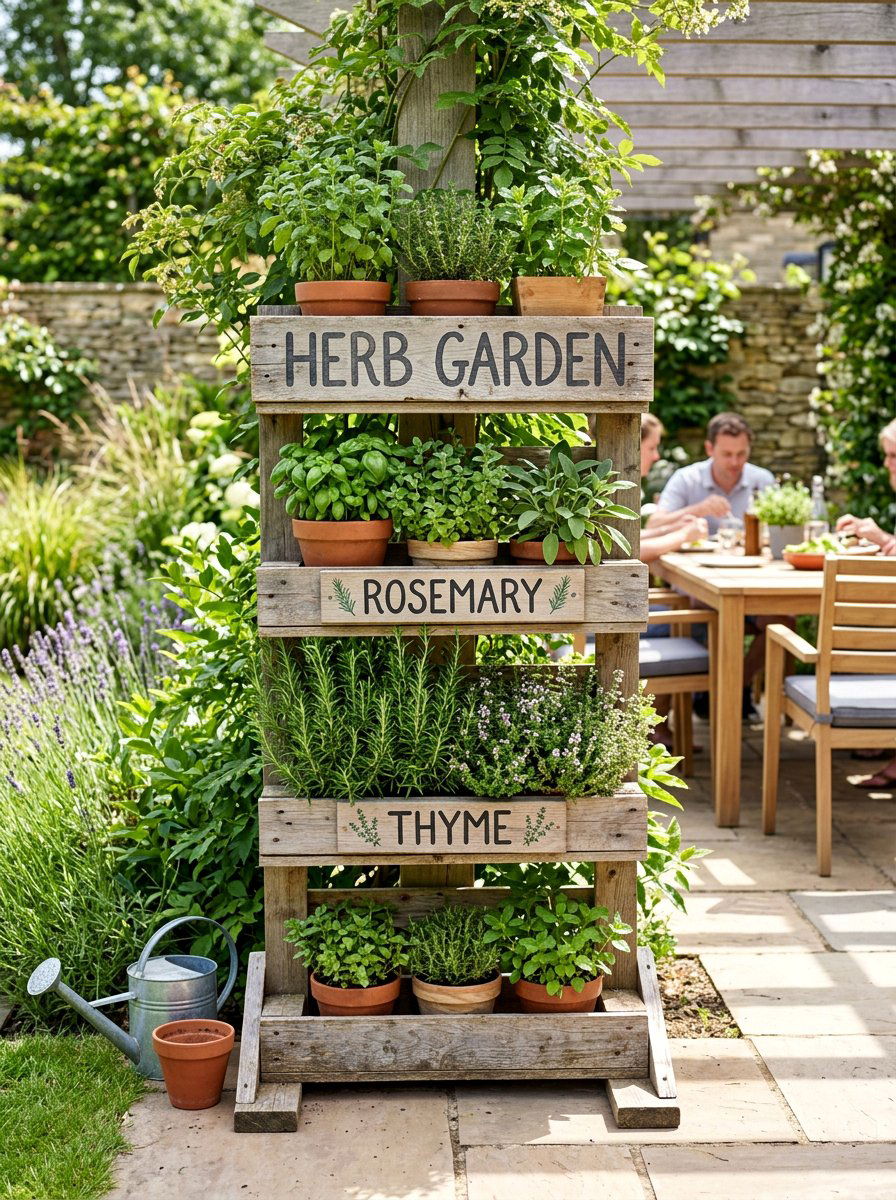 Herb Garden Identification Sign - 25 Pallet Outdoor Sign Ideas