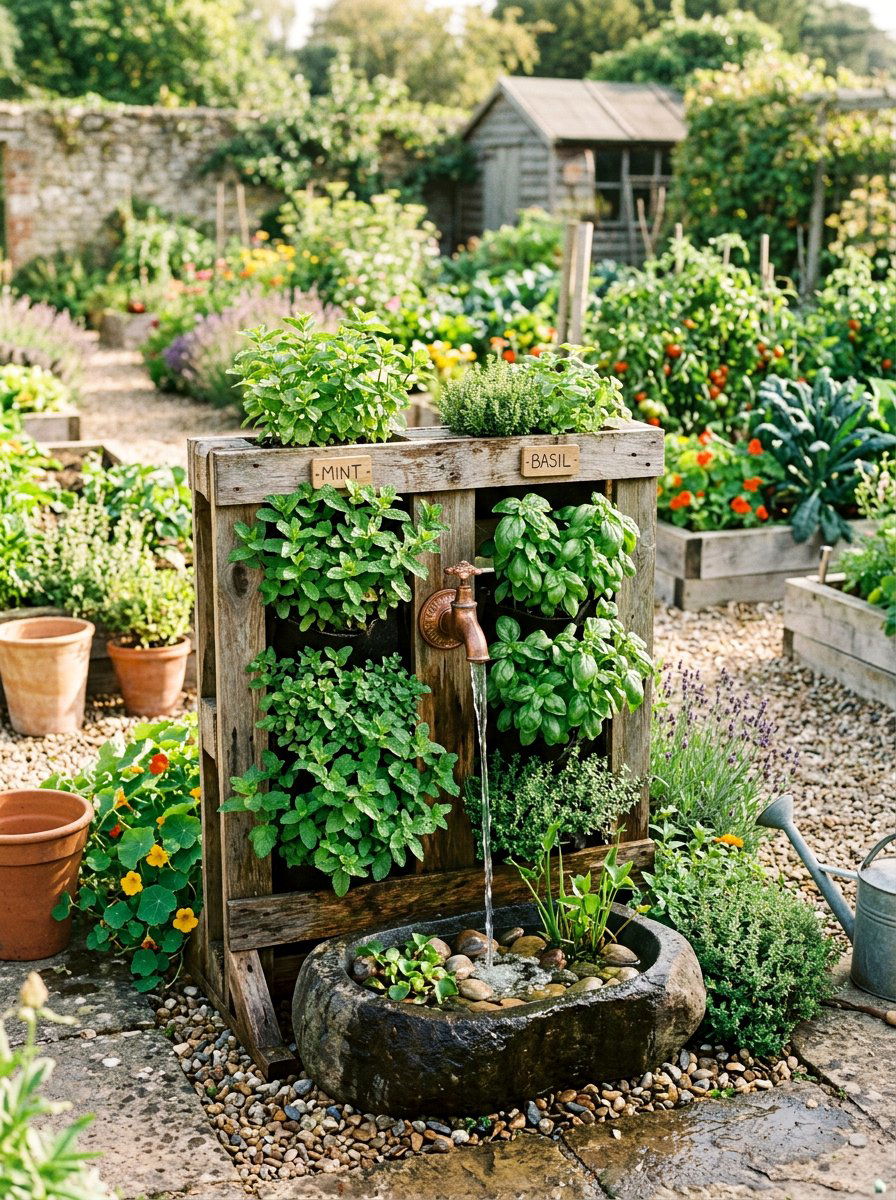 Herb Planter Water Fountain - 25 Pallet Water Fountain Base Ideas