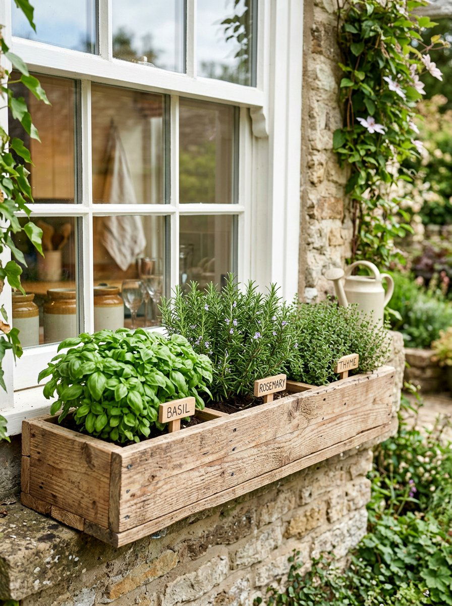 Herb garden window box - 25 Pallet Window Box Planter Ideas