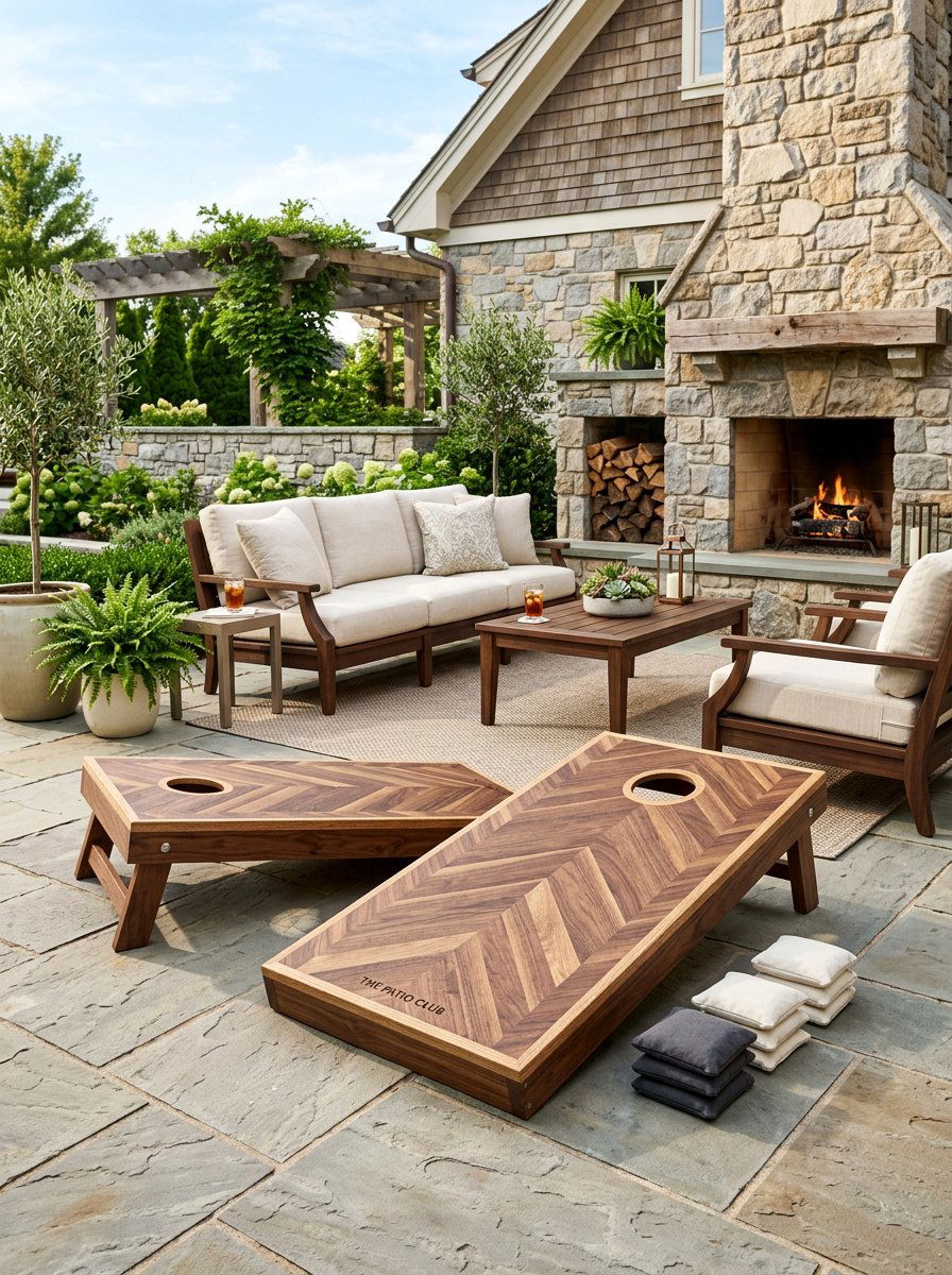 Herringbone Pallet Cornhole - 25 Pallet Cornhole Game Board Ideas