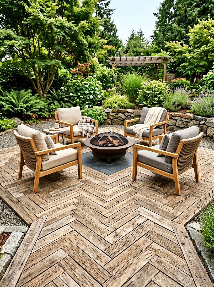 Herringbone Pattern Pallet Floor - 25 Pallet Fire Pit Surround Ideas