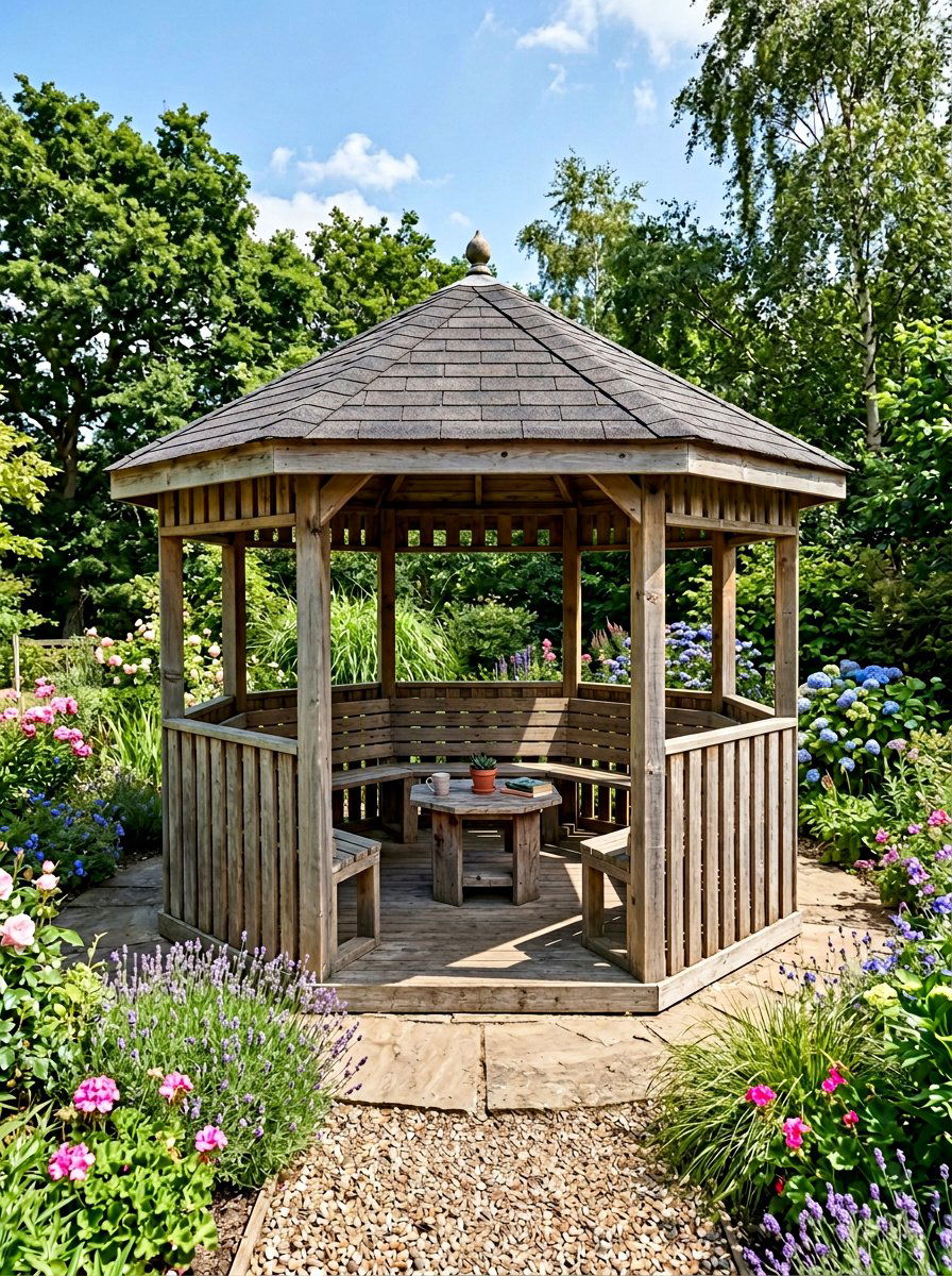 Hexagonal Pallet Structure - 25 Pallet Gazebo Frame Ideas