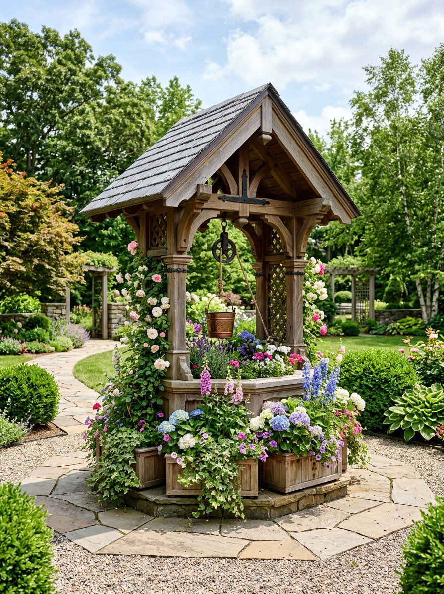 Hexagonal Wishing Well - 25 Pallet Wishing Well Planter Ideas