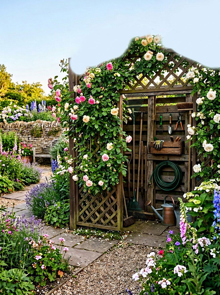 Hidden Pallet Tool Storage - 25 Pallet Garden Tool Organizer Ideas