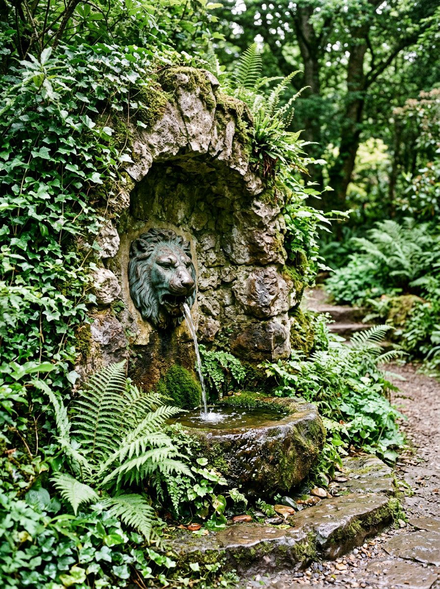 Hidden grotto water spout - 25 backyard fountain ideas