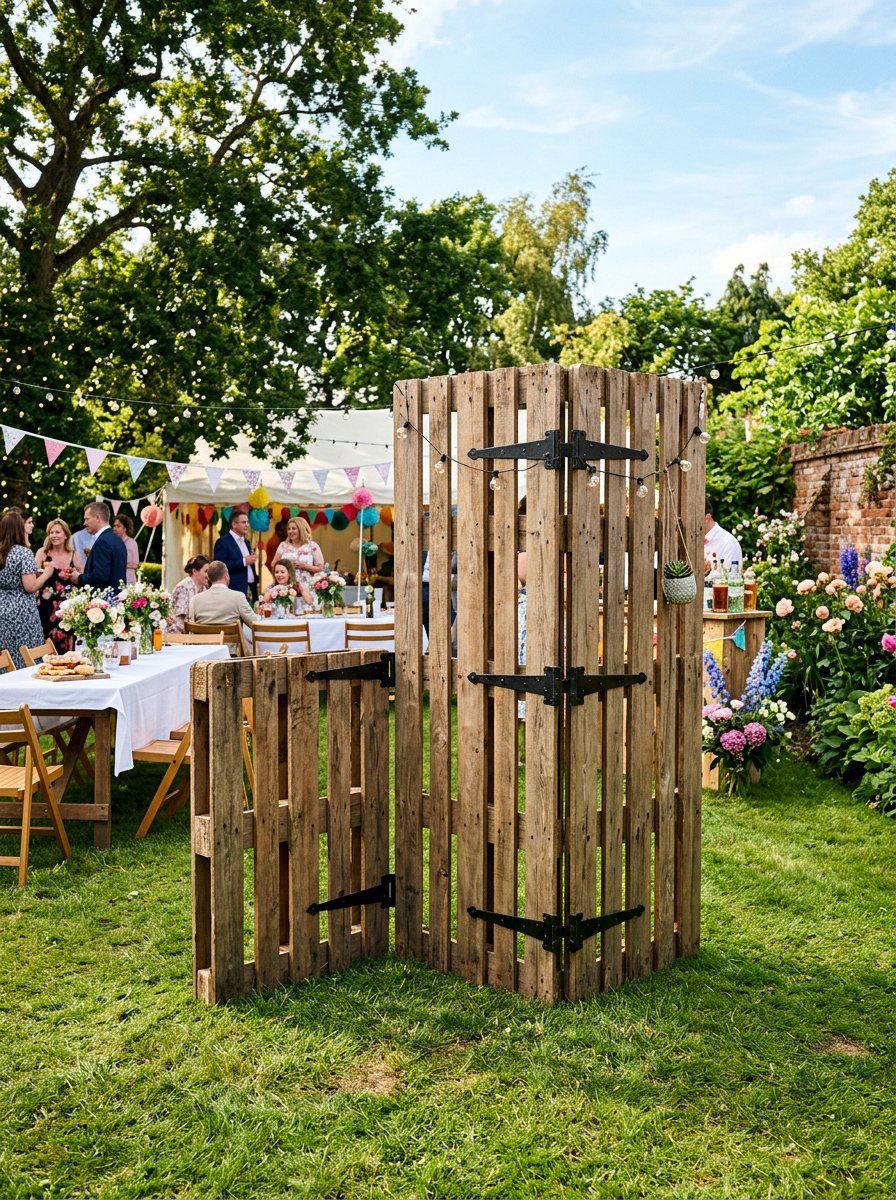Hinged Pallet Panel Screen - 25 Pallet Privacy Screen Ideas