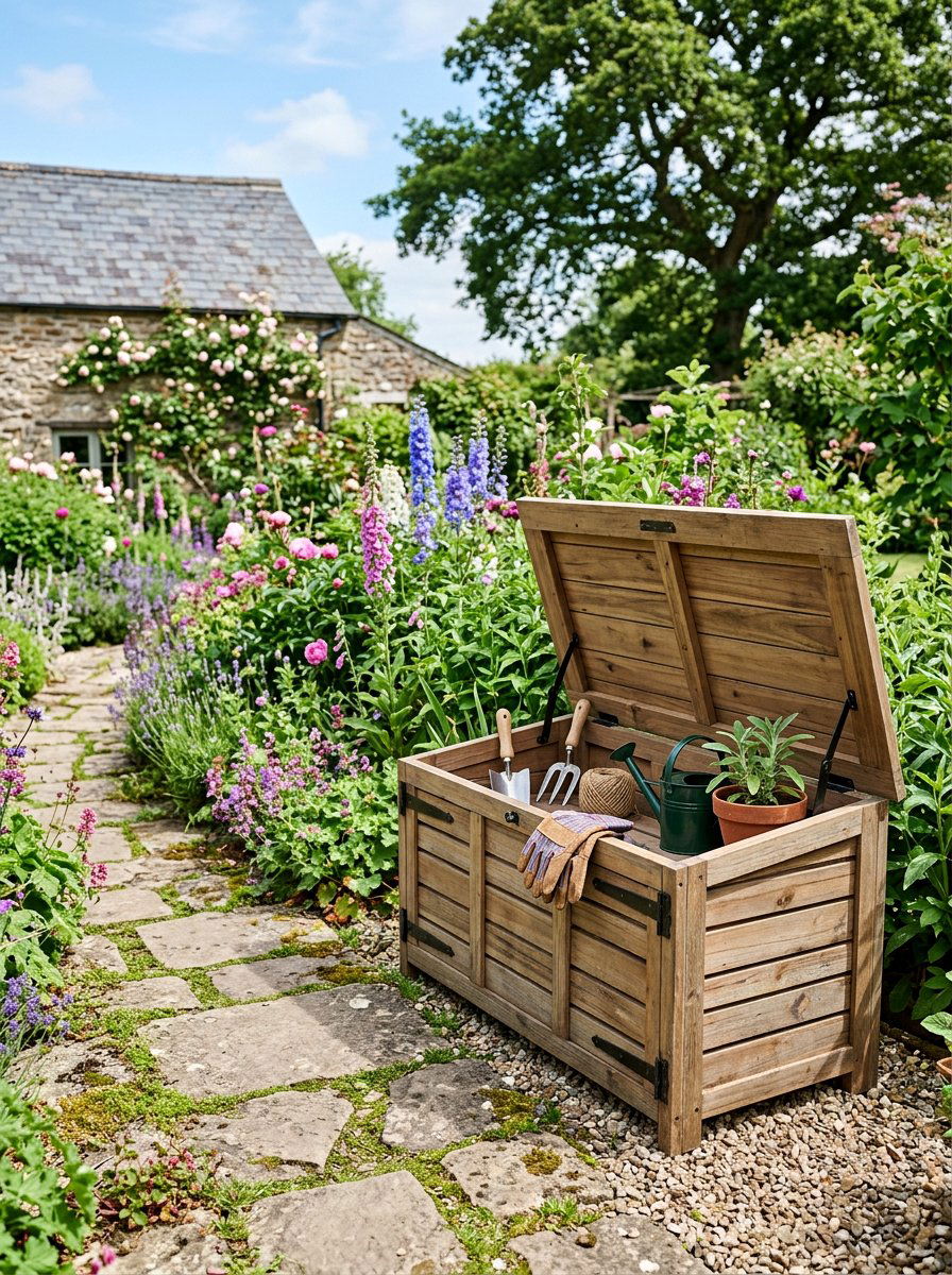 Hinged Top Garden Box - 25 Pallet Outdoor Storage Box Ideas
