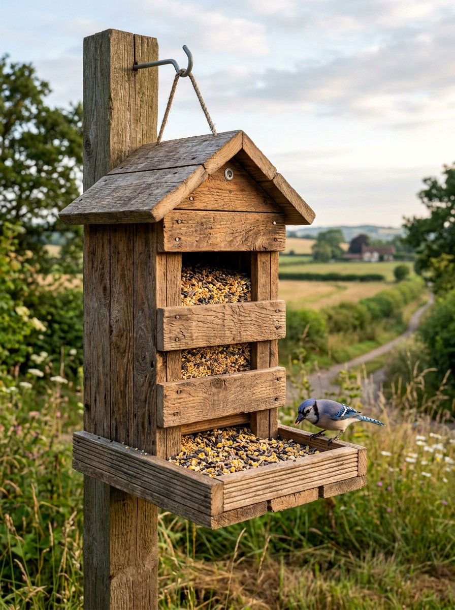 Hopper Bird Feeder - 25 Pallet Bird Feeder Ideas