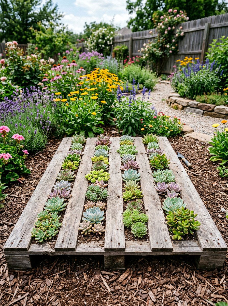 Horizontal Garden Bed - 25 Pallet Succulent Garden Ideas