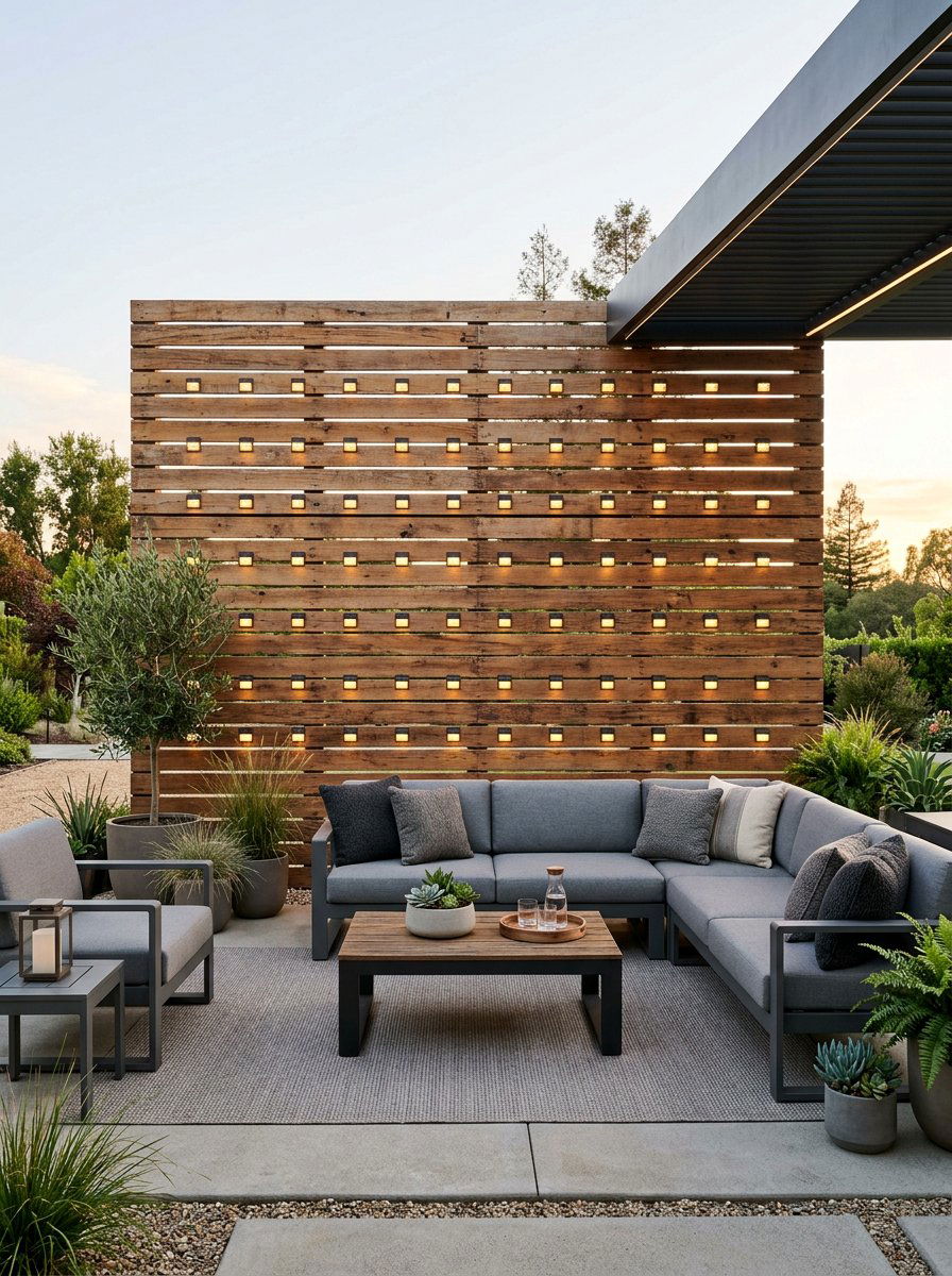 Horizontal Pallet Slat Wall - 25 Pallet Solar Light Holder Ideas