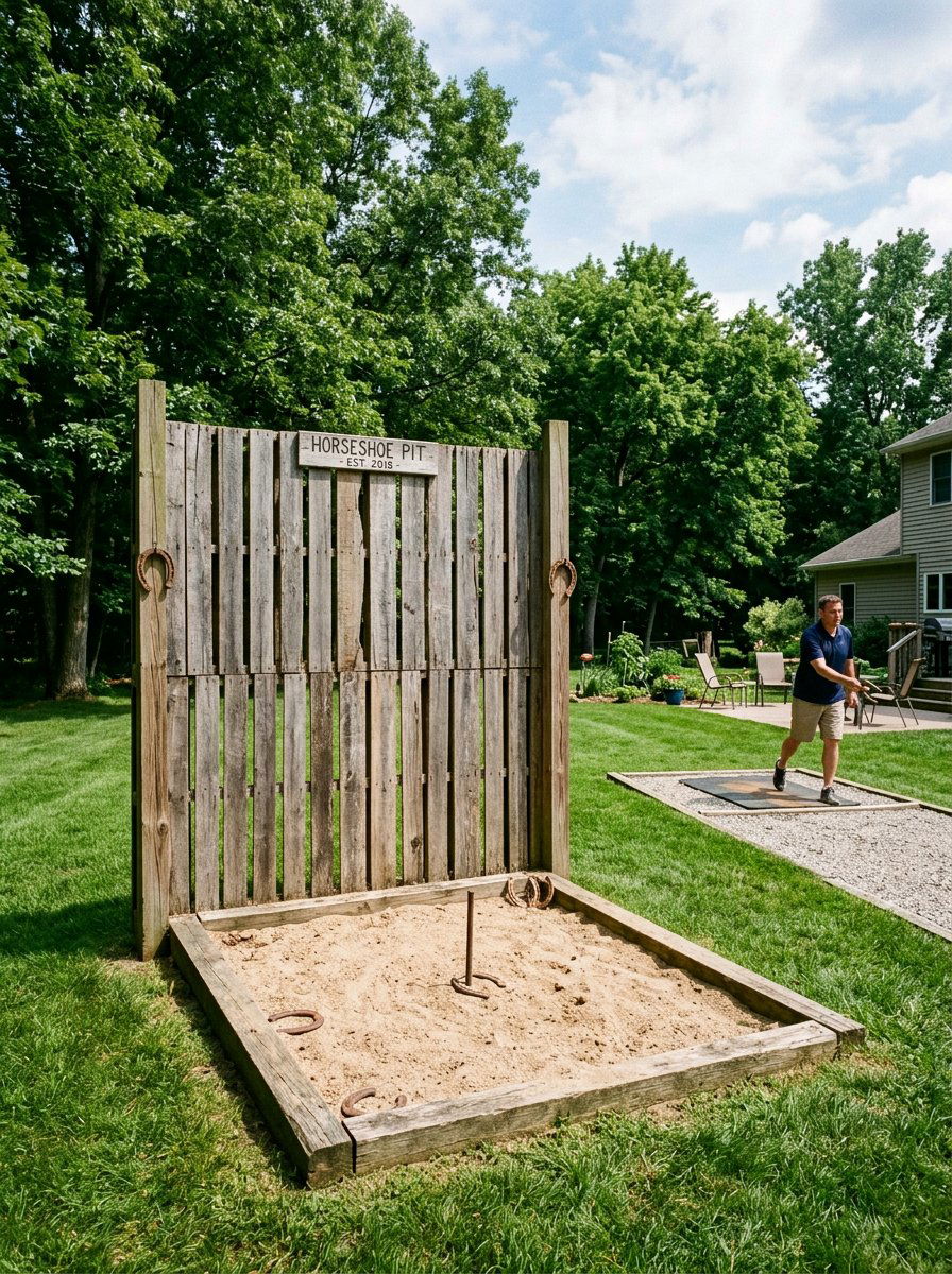 Horseshoe Pit Backstop - 25 Pallet Horseshoe Pit Frame Ideas