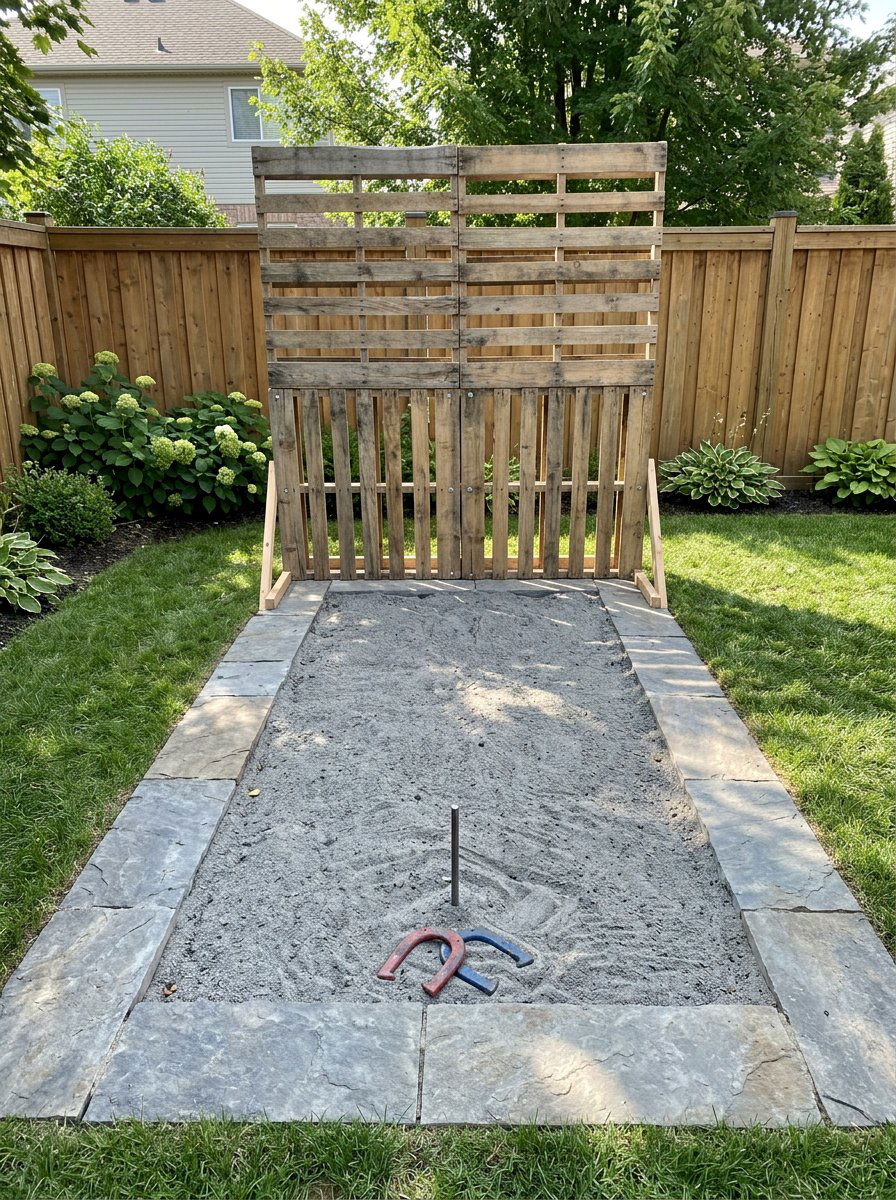 Horseshoe Pit Safety Wall - 25 Pallet Horseshoe Pit Frame Ideas